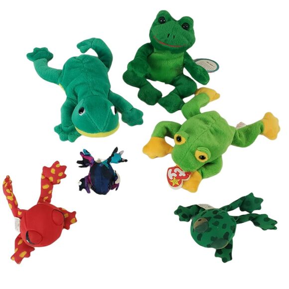Ty Other - Lot of (6) Frogs TY Beanie Babies Smoochy Avon Full Beans Arby 's Schylling